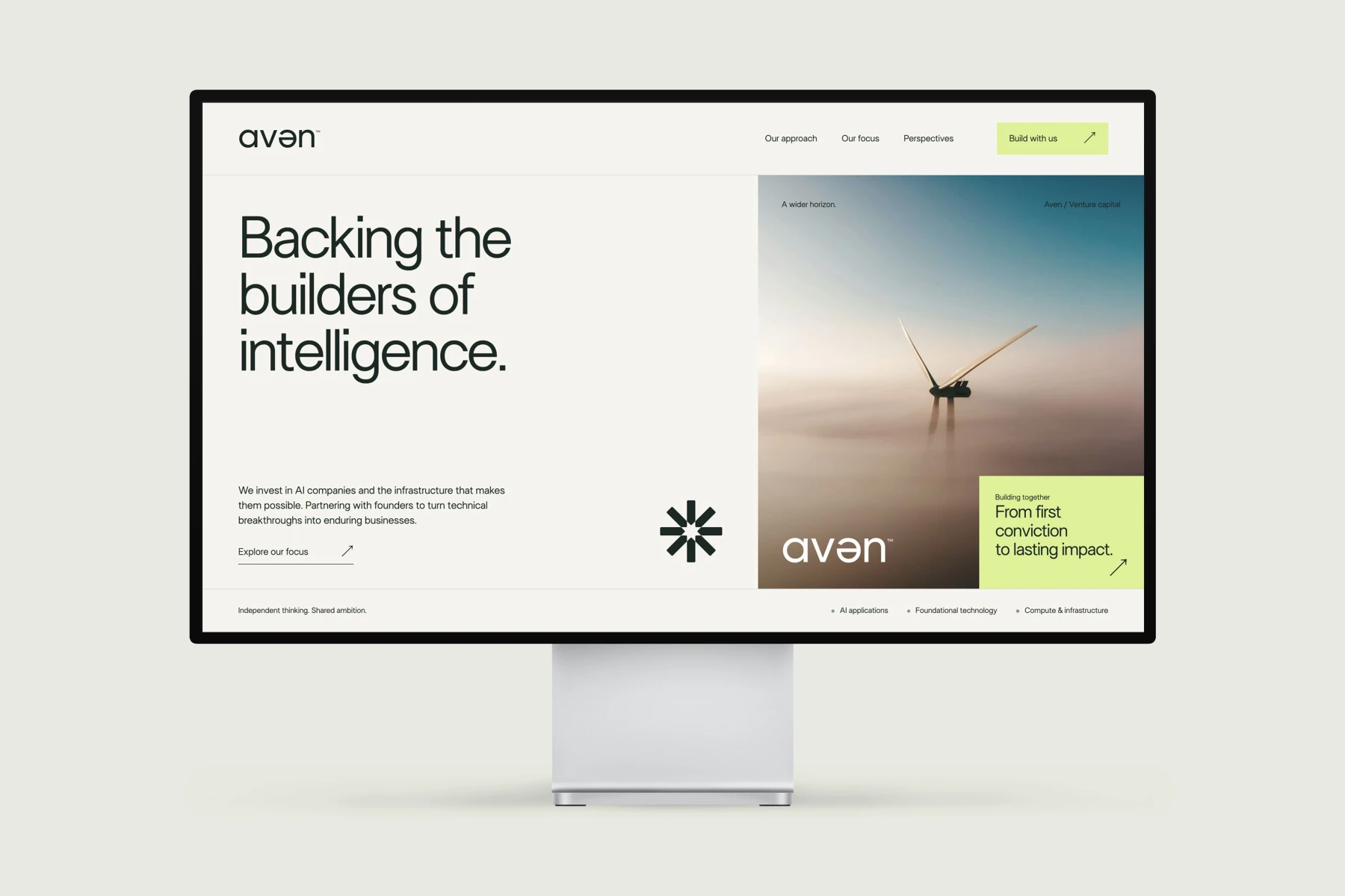Aven website on an Apple Pro Display XDR